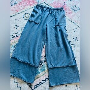 51 blue velvet xl sweatpants wide leg blue pants preloved